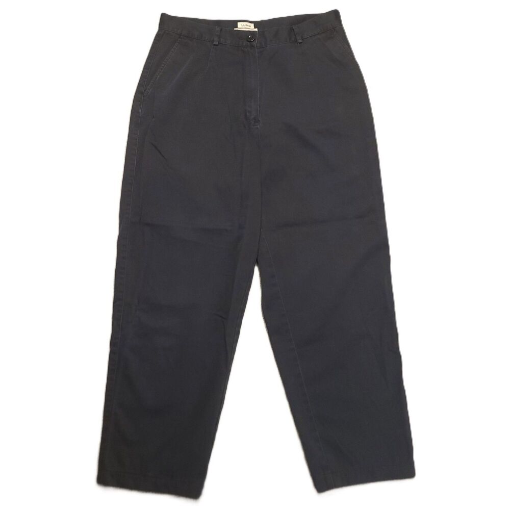 LL Bean Womens 12  (30x26) Pants Tapered Original Fit Flat Front Pockets Black